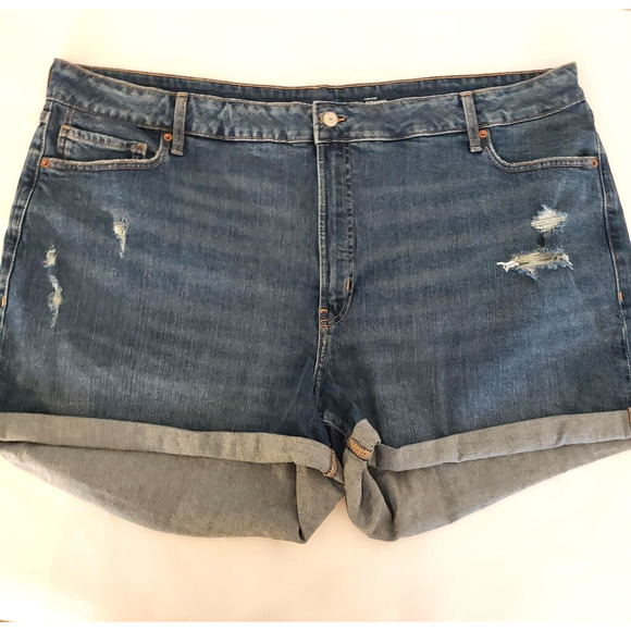 OLD NAVY Women SIZE 26 High Waist O.G. Straight Distress Jean Cuff Shorts - Picture 3 of 11